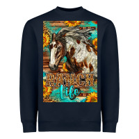 Navy Western Ranch Life Mustang Horse Heavyweight Sweatshirt - LillyAllenDesigns