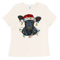 Bone christmas baby black angus calf with lights Ladies Tee - RanaPortraitStore