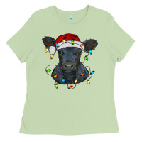 Matcha christmas baby black angus calf with lights Ladies Tee - RanaPortraitStore