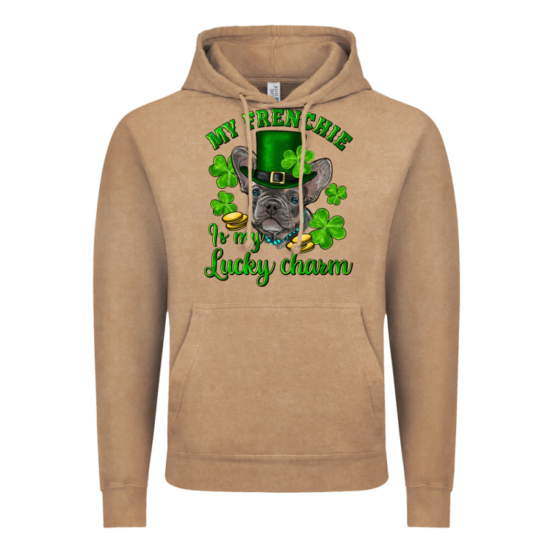 St.patricks Day My French Bulldog Is My Lucky Char Vintage Hoodie by RanaPortraitStore | Teevron