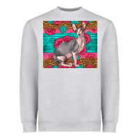 Heather Grey Pink Glitter And Roses Sphynx Cat Heavyweight Sweatshirt - LillyAllenDesigns