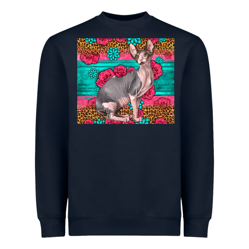 Pink Glitter And Roses Sphynx Cat Heavyweight Sweatshirt by LillyAllenDesigns | Teevron