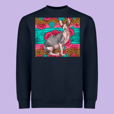 Pink Glitter And Roses Sphynx Cat Heavyweight Sweatshirt Designed By Lillyallendesigns