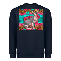 Navy Pink Glitter And Roses Sphynx Cat Heavyweight Sweatshirt - LillyAllenDesigns
