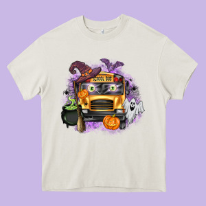 Halloween School Bus Heavy Core Tee Designed By Texasbilliewilder