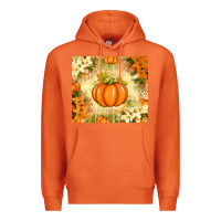 Carrot Fall Pumpkins with Flowers Premium Hoodie - texasbilliewilder