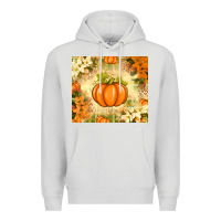Dove Grey Fall Pumpkins with Flowers Premium Hoodie - texasbilliewilder