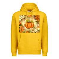 Lemon Fall Pumpkins with Flowers Premium Hoodie - texasbilliewilder
