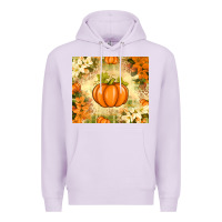 Lilac Fall Pumpkins with Flowers Premium Hoodie - texasbilliewilder