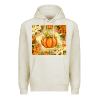 Oatmeal Heather Fall Pumpkins with Flowers Premium Hoodie - texasbilliewilder