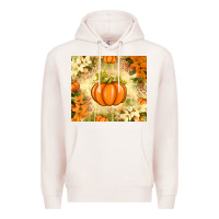 Pale Pink Fall Pumpkins with Flowers Premium Hoodie - texasbilliewilder