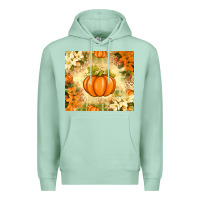 Seafoam Fall Pumpkins with Flowers Premium Hoodie - texasbilliewilder