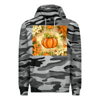 Slate Camo Fall Pumpkins with Flowers Premium Hoodie - texasbilliewilder