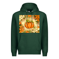 Sports Green Fall Pumpkins with Flowers Premium Hoodie - texasbilliewilder