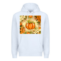 White Fall Pumpkins with Flowers Premium Hoodie - texasbilliewilder