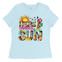 Baby Blue here comes the sun Ladies Tee - texasbilliewilder