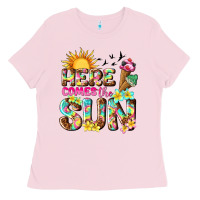 Bubblegum Pink here comes the sun Ladies Tee - texasbilliewilder