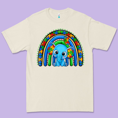 Autism Elephant Rainbow Premium Tee Designed By Zillion Design Studio