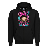 Black Warrior Mom Messy Bun With Flowers Zipper Hoodie - BundleAndBundleShop