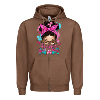 Chestnut Warrior Mom Messy Bun With Flowers Zipper Hoodie - BundleAndBundleShop