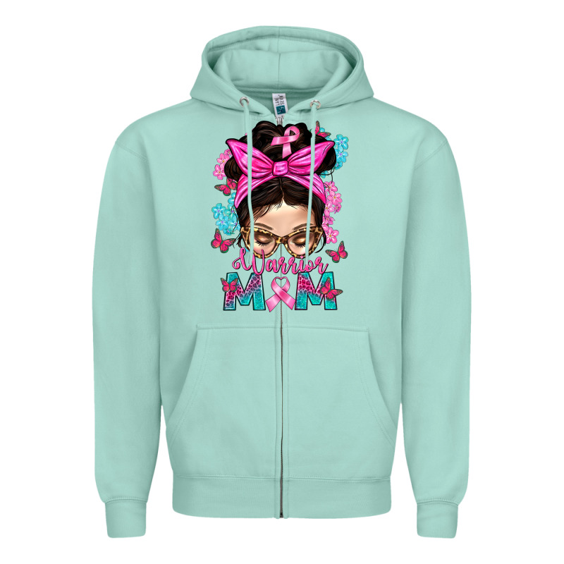 Warrior Mom Messy Bun With Flowers Zipper Hoodie by BundleAndBundleShop | Teevron