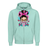 Seafoam Warrior Mom Messy Bun With Flowers Zipper Hoodie - BundleAndBundleShop
