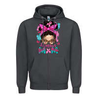 Smoke Warrior Mom Messy Bun With Flowers Zipper Hoodie - BundleAndBundleShop