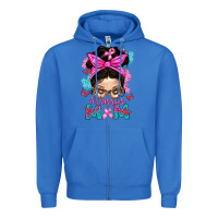 True Royal Warrior Mom Messy Bun With Flowers Zipper Hoodie - BundleAndBundleShop
