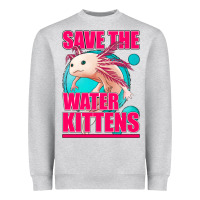 Heather Grey save the water kittens axolotl Heavyweight Sweatshirt - Jasminsmagicworld