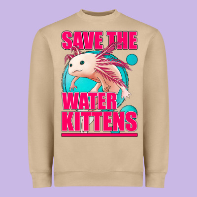 Save The Water Kittens Axolotl Heavyweight Sweatshirt Designed By Jasminsmagicworld