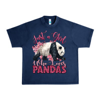 Navy just a girl who loves pandas Urban Heavy Tee - LillyAllenDesigns