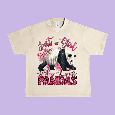 Just A Girl Who Loves Pandas Urban Heavy Tee Designed By Lillyallendesigns