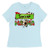 Baby Blue soccer mama with leopard Ladies Tee - Zillion Design Studio