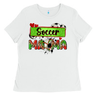 White soccer mama with leopard Ladies Tee - Zillion Design Studio