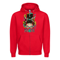 Red Western Messy Bun Mom With Sunflower Zipper Hoodie - BundleAndBundleShop