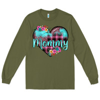 Army Green mommy leopard turquoise heart Long Sleeve Tee - JahusDesignShop