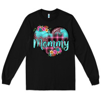 Black mommy leopard turquoise heart Long Sleeve Tee - JahusDesignShop
