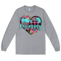 Heather Grey mommy leopard turquoise heart Long Sleeve Tee - JahusDesignShop