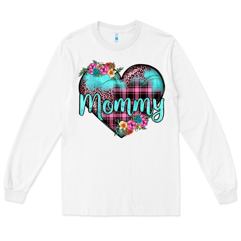 Mommy Leopard Turquoise Heart Long Sleeve Tee by JahusDesignShop | Teevron