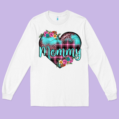 Mommy Leopard Turquoise Heart Long Sleeve Tee Designed By Jahusdesignshop