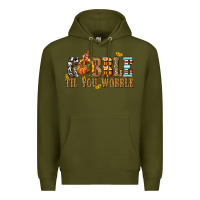 Army Green Gobble Til You Wobble with Turkey Premium Hoodie - texasbilliewilder