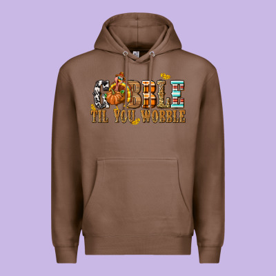 Gobble Til You Wobble With Turkey Premium Hoodie Designed By Texasbilliewilder
