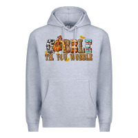 Heather Grey Gobble Til You Wobble with Turkey Premium Hoodie - texasbilliewilder