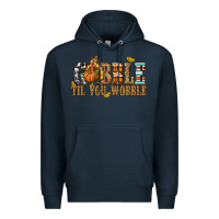 Navy Gobble Til You Wobble with Turkey Premium Hoodie - texasbilliewilder