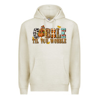 Oatmeal Heather Gobble Til You Wobble with Turkey Premium Hoodie - texasbilliewilder