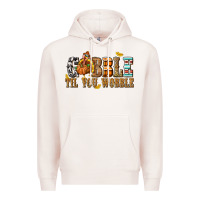Pale Pink Gobble Til You Wobble with Turkey Premium Hoodie - texasbilliewilder
