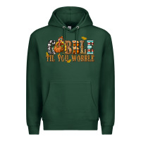 Sports Green Gobble Til You Wobble with Turkey Premium Hoodie - texasbilliewilder