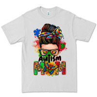 Dove Grey autism mom messy bun Premium Tee - Zillion Design Studio