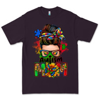Plum autism mom messy bun Premium Tee - Zillion Design Studio