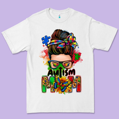 Autism Mom Messy Bun Premium Tee Designed By Zillion Design Studio